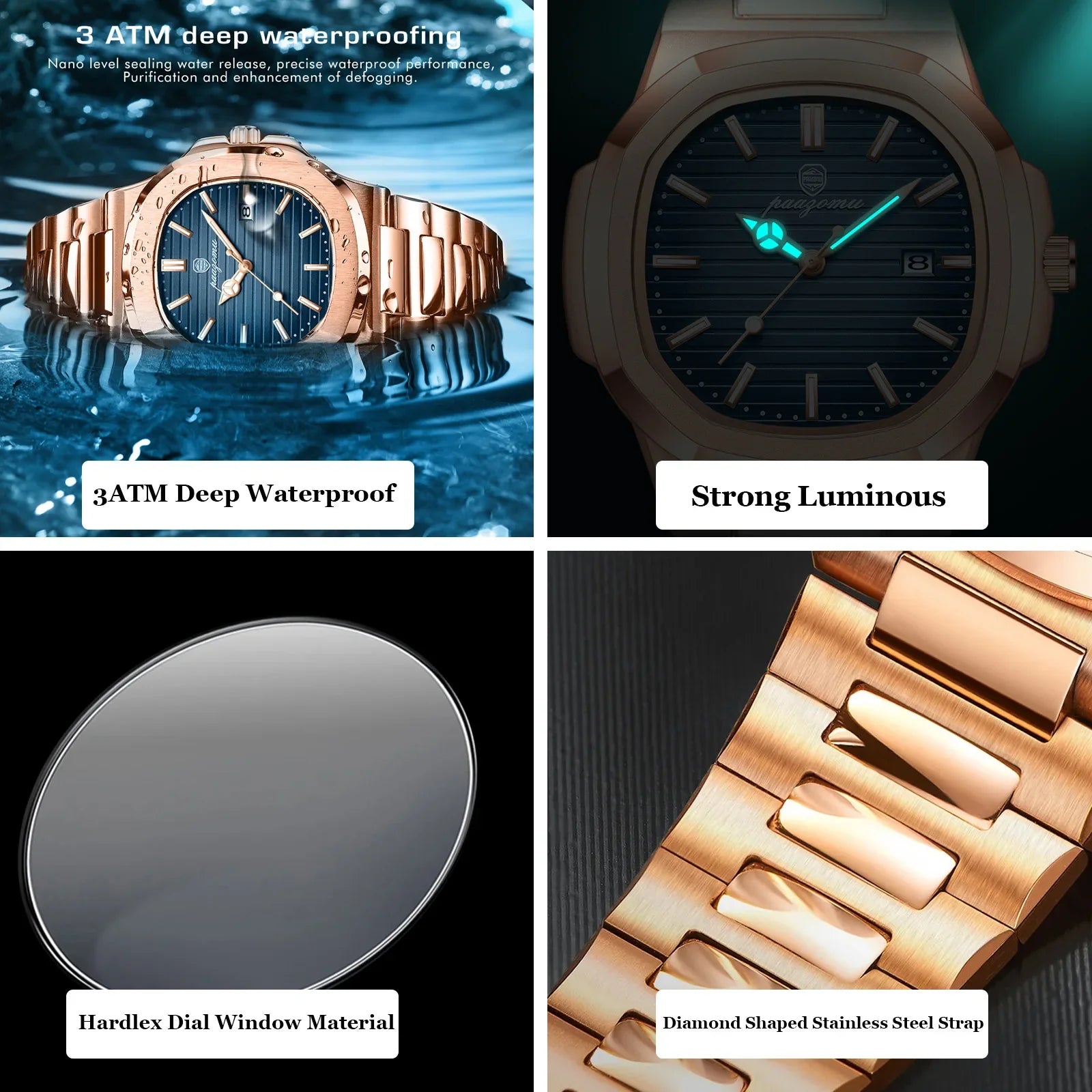 2026 New For Men Fashion Brand Male Watch Waterproof Luminous Stainless Steel Watches  Date Week Casual Quartz Men's Clock Reloj Vera Lux