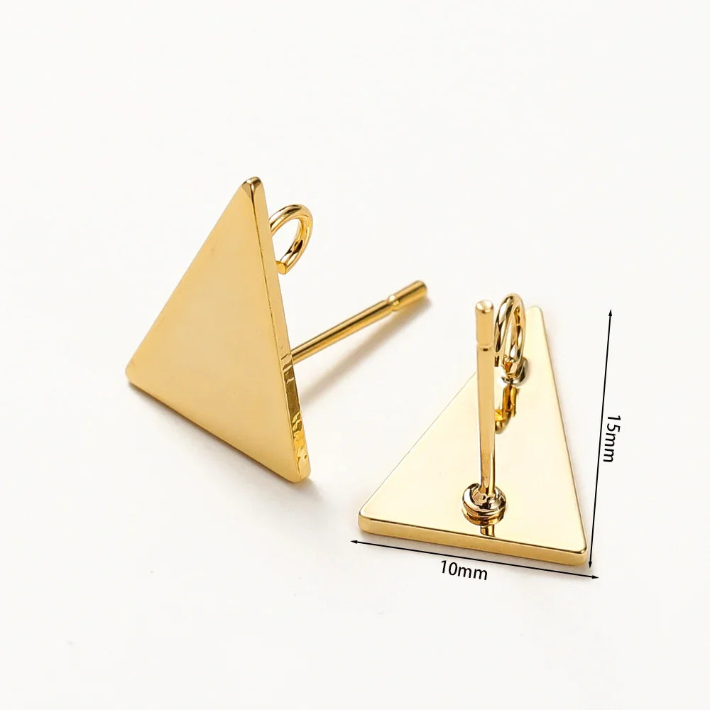 10pcs/lot 10x15MM 18K Gold Plated Brass Triangle Stud Earrings High Quality DIY For Jewelry Making Finding Earrings Accessories Vera Lux