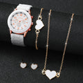 4pcs/set Geneva Watch Fashion Silicone Band Women Quartz Watches Heart Jewelry Set(Without Box) Vera Lux