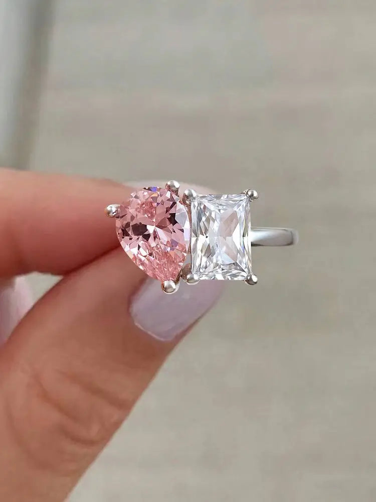 925 Sterling Silve Fashion Delicate Sweet Pink Zircon Ring For Women Anniversary Luxury Personalized High Quality Fine Jewelry Vera Lux