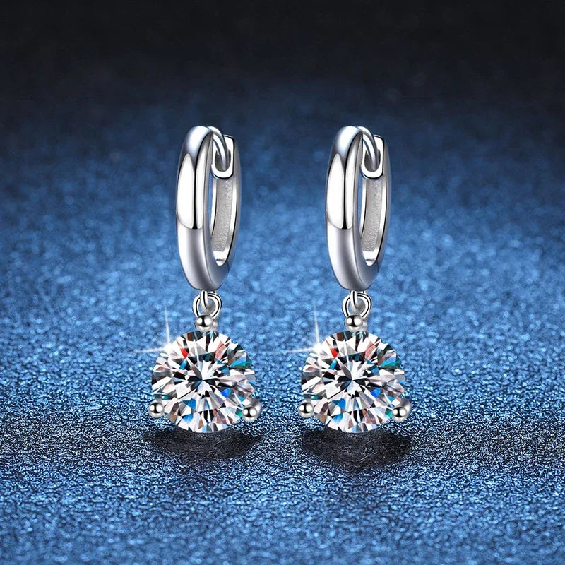 NeeTim 2ct Moissanite Earrings100% S925 Sterling Silver Orginal Drop Earring Wedding Bride Jewelry with Certificate for Women Vera Lux