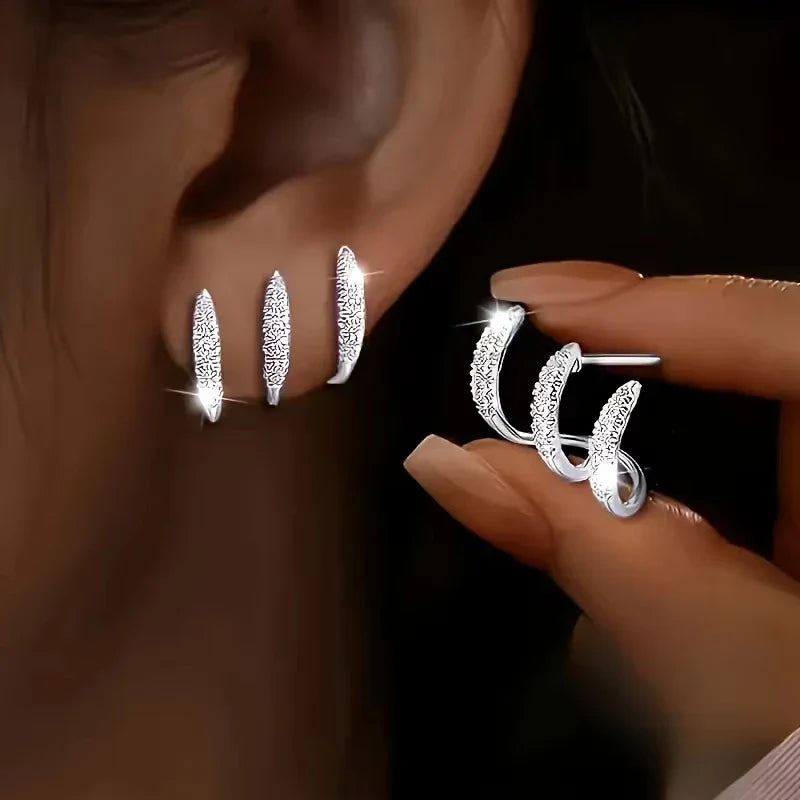 Exquisite Silver Color Claws Stud Earrings with Crystal Modern Design Fashion Versatile Accessories Women Jewelry Vera Lux