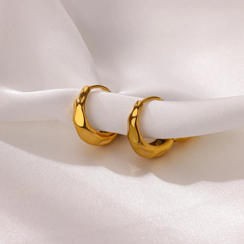 Round Stainless Steel Gold Color Stud Earrings For Women Fashion Waterproof Piercing Earrings New Party Wedding Jewelry Gift Vera Lux