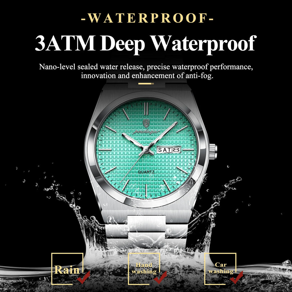 POEDAGAR Top Business Man Watch Luminous Waterproof Stainless Steel Men Wristwatch Date Week Quartz Fashion Casual Men's Watches Vera Lux