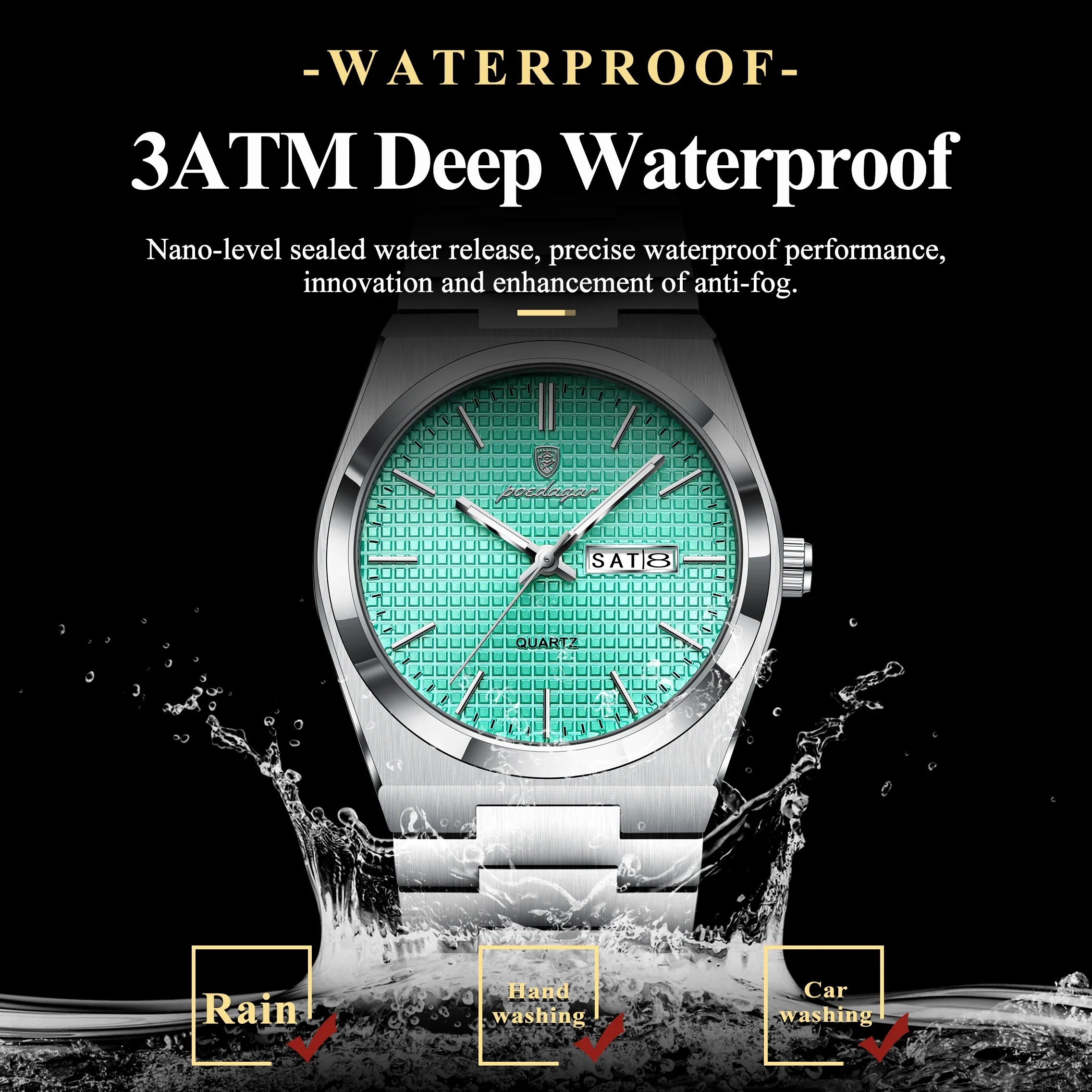 POEDAGAR Top Business Man Watch Luminous Waterproof Stainless Steel Men Wristwatch Date Week Quartz Fashion Casual Men's Watches Vera Lux