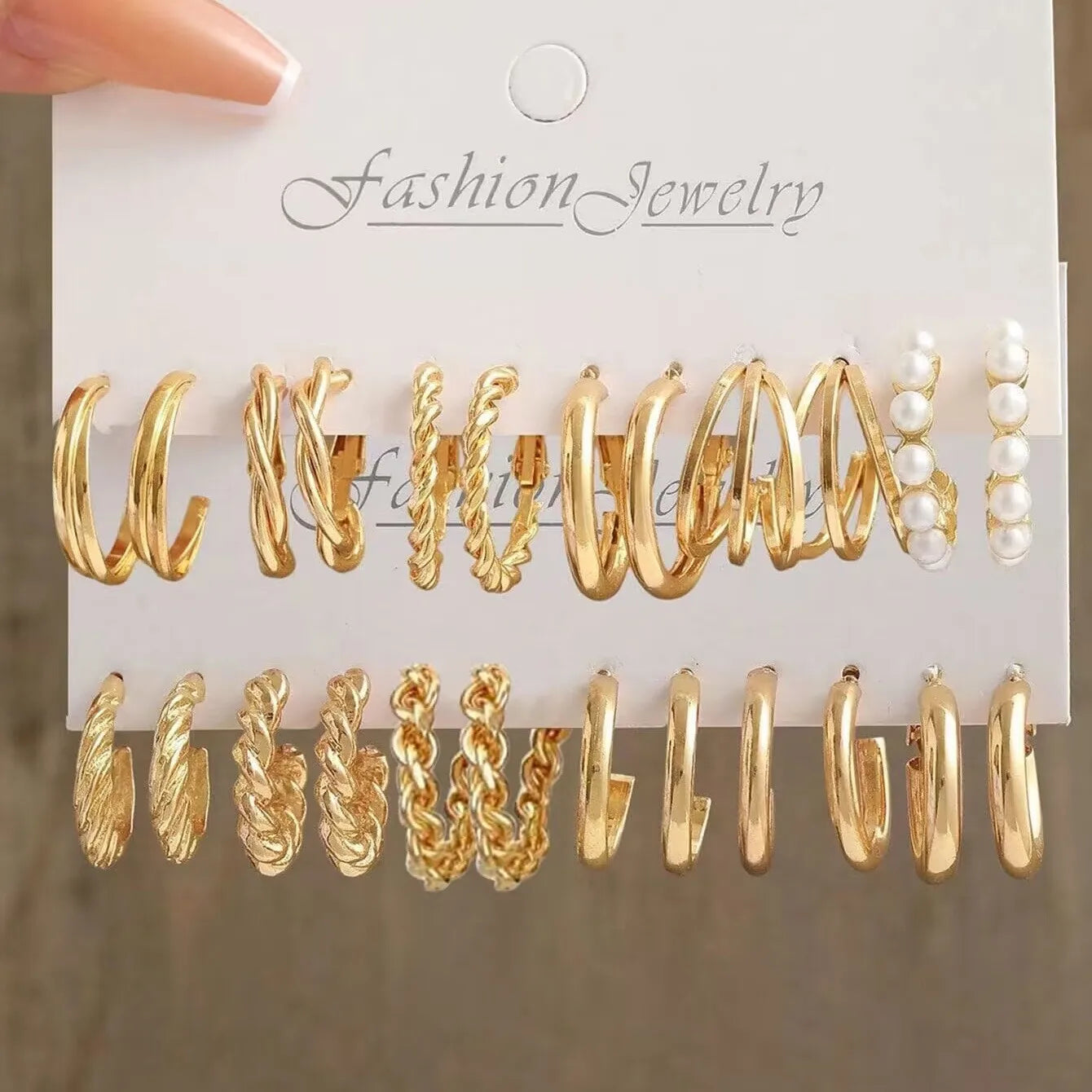 24 Pcs European and American Boho Big Circle Hoop Earring Set for Women Gold Color Vintage Pearl Earring Heart Zircon Jewelry Vera Lux