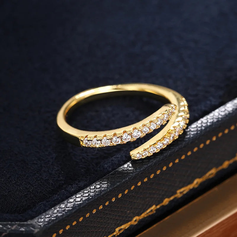 925 Sterling Silver Trendy Circle Finger Rings for Women Dazzling CZ Adjustable Ring Daily Wear Stackable Accessory Fine Jewelry Vera Lux