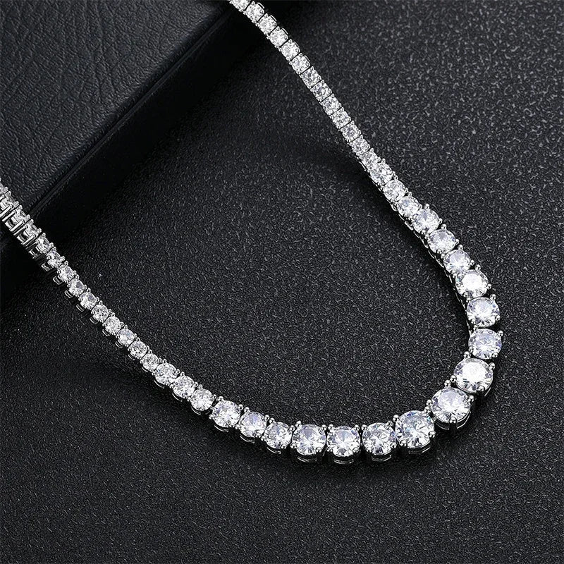 NeeTim Moissanite Tennis Necklace for Women Wedding Jewelry 925 Sterling Silver with Gold Plated Necklaces with Certificate Vera Lux