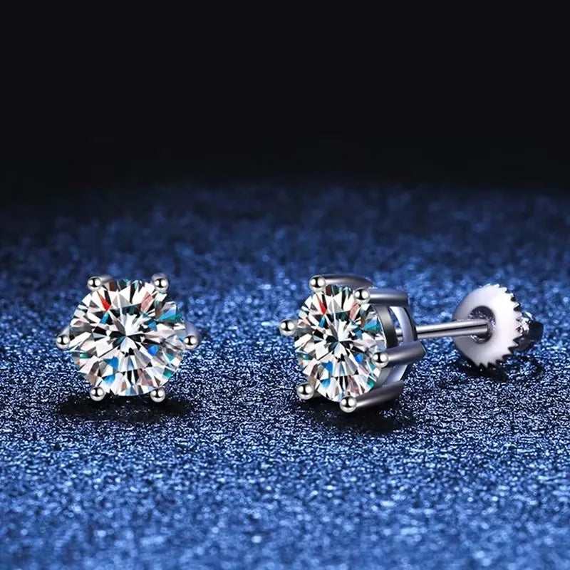 NeeTim 1ct 2ct Moissanite Earrings For Women Men Lab Diamond White Gold Plated 925 Sterling Silver Stud Earring Luxury Jewelry Vera Lux