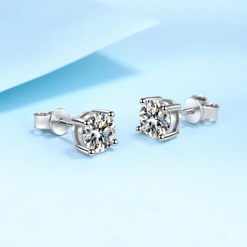 NeeTim Real 0.1-2 Carat D Color Moissanite Earrings For Women 100% 925 Sterling Silver with White Gold Plated Wedding Jewelry Vera Lux