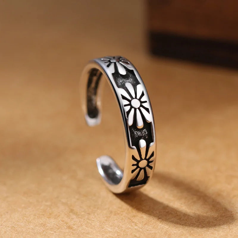 925 Silver Three Flower Open Rings For Women Wedding Jewelry Accessories  and   Jewellery Vera Lux