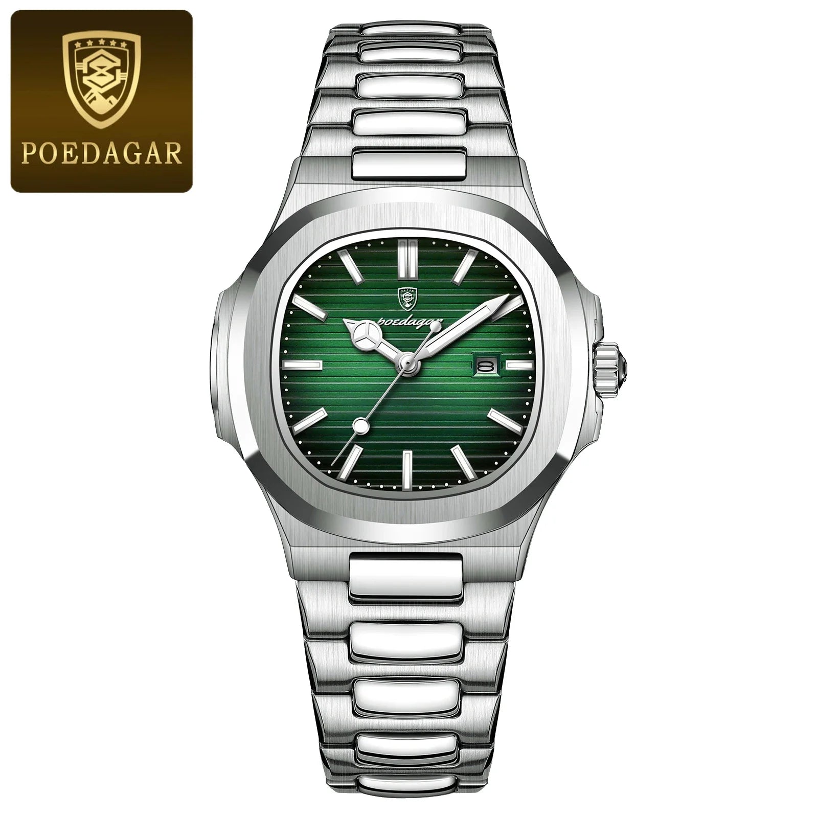POEDAGAR Luxury Square Watch for Woman Waterproof Luminous Date Ladies Watch Stainless Steel Quartz Women's Watches Female Reloj Vera Lux