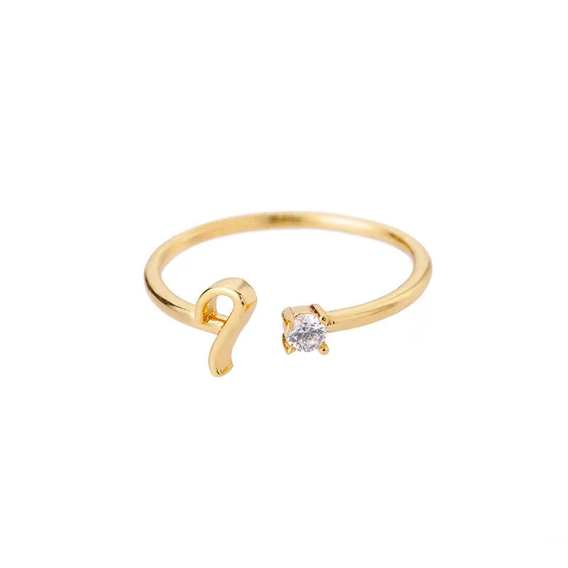 A-Z Initial Letter Open Rings for Women Stainless Steel Gold Color Zircon Adjustable Ring Trendy Couple Wedding Jewelry Gift Vera Lux