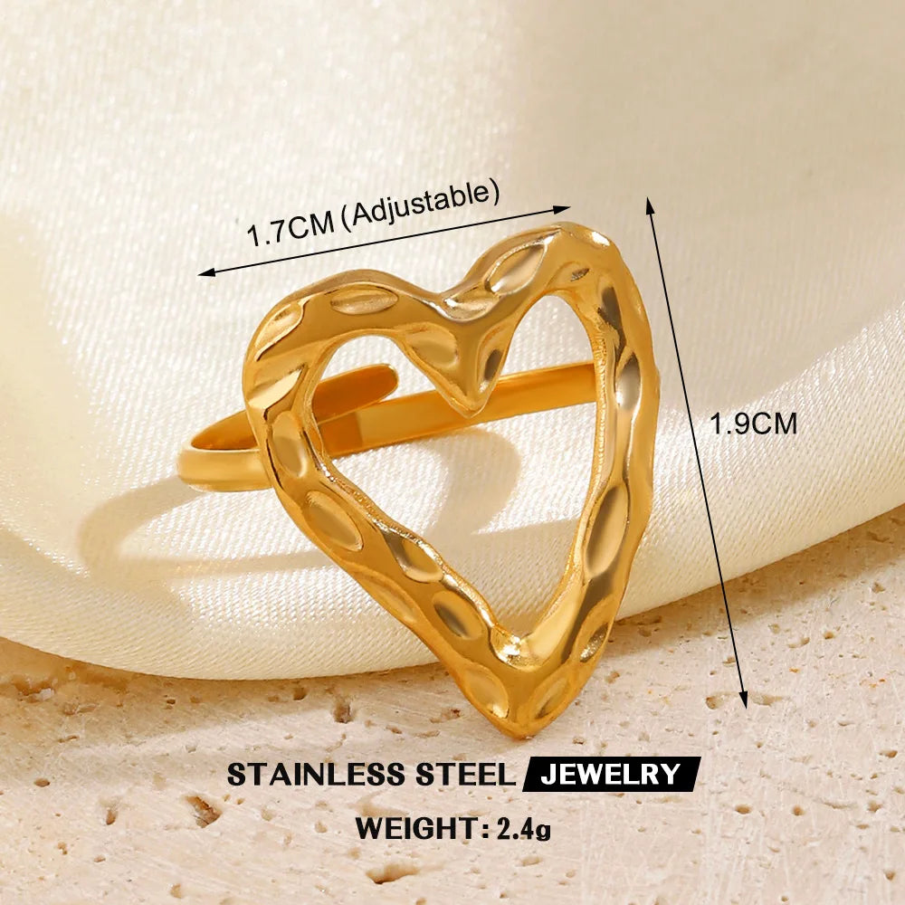 1Pc Stainless Steel Gold Color Rings For Women Waterproof Geometric Open Finger Ring Girls Fashion Daily Jewelry Accessories Vera Lux