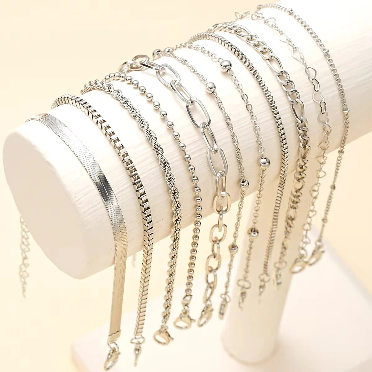11Pcs/Set Boho Twisted Flat Snake Chain Anklet for Women Summer Beach Vintage Barefoot Ankle Bracelet On Leg Jewelry Accessories Vera Lux