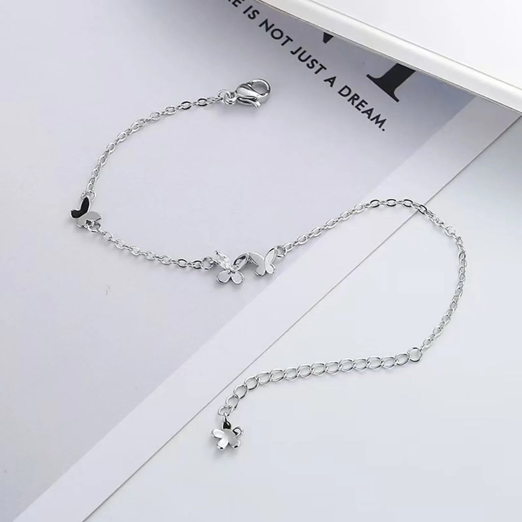 925 Silver Diamond-Studded Butterfly Bracelet Women's Fashion Temperament Flower Adjustable Bracelet Vera Lux