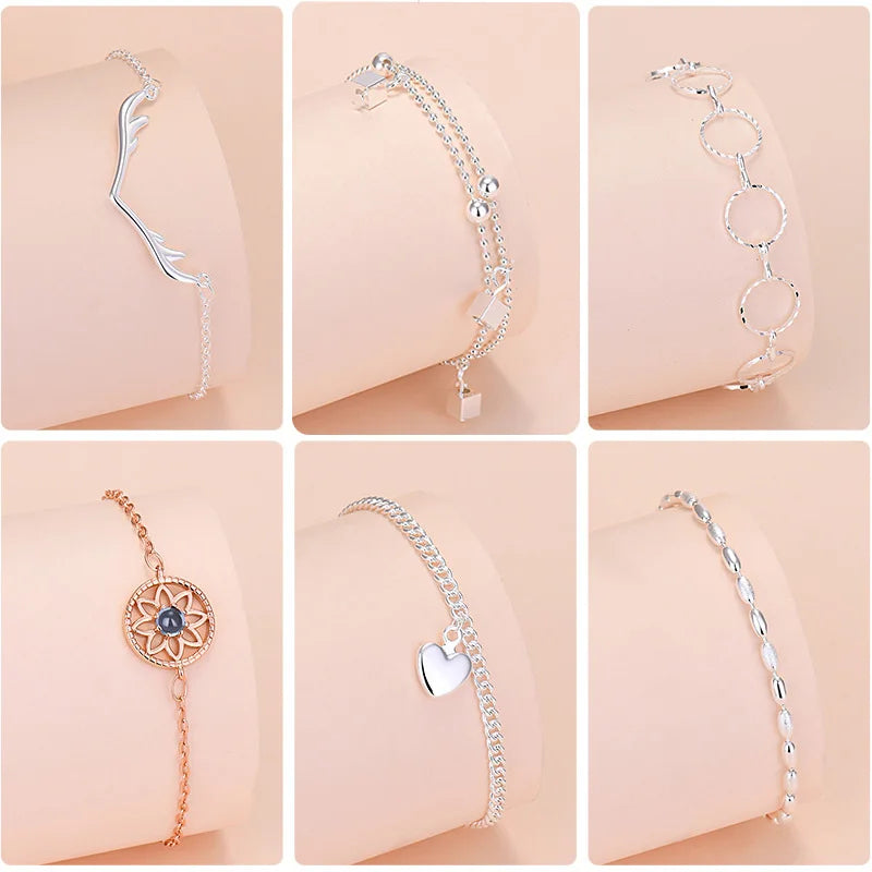 925 Sterling Silver Lucky Bead Charm Bracelets Woman Couple Chain Round Bangles Luxury Jewelry Accessories Wholesale Vera Lux