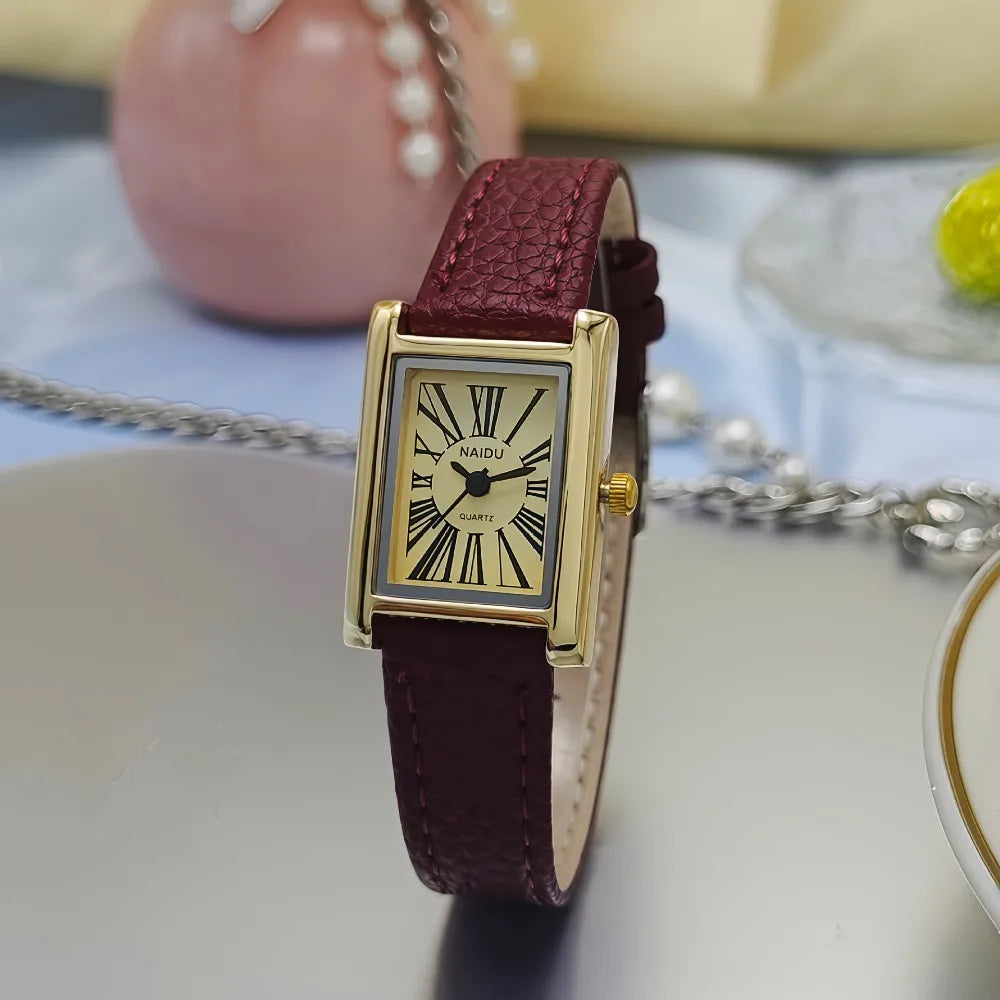 Fashion Women Quartz Wristwatches Simple Leather Strap Roman Dial Women's Watch Luxury Girl Gift Watches Hot Sale Reloj Mujer Vera Lux