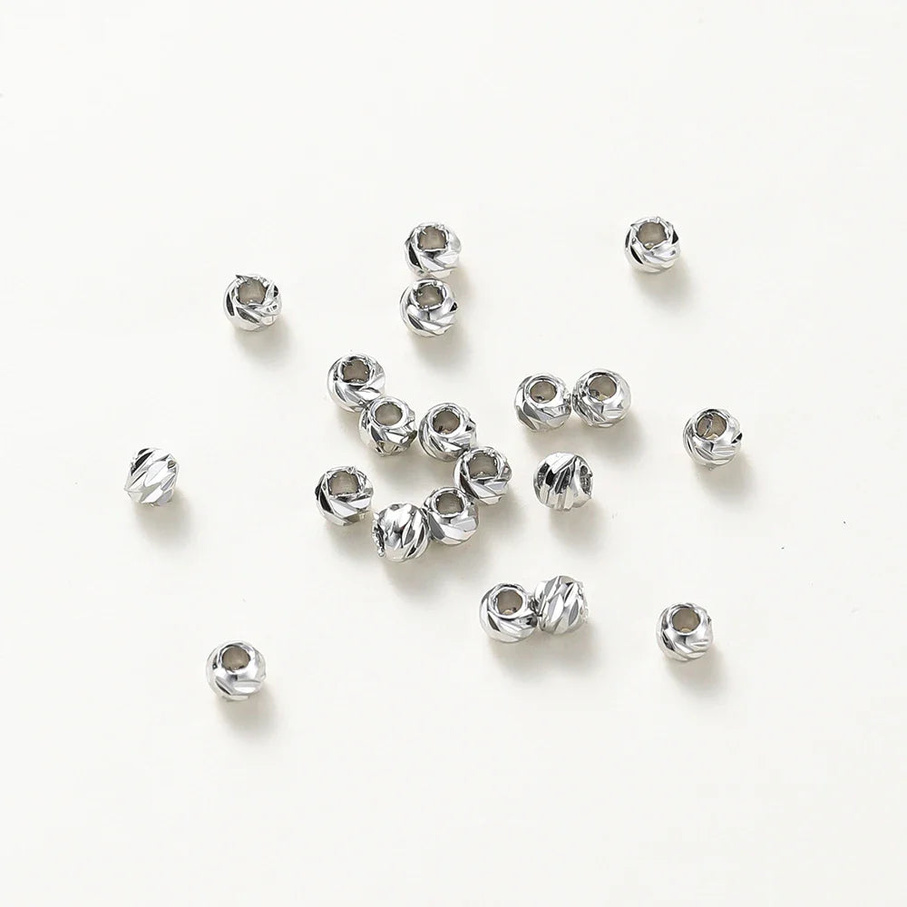20pcs/lot 14K 18K Gold Round Loose Beads Bracelet Necklace Spacer Brass Beads For DIY Earing Making Accessories Whosale Findings Vera Lux