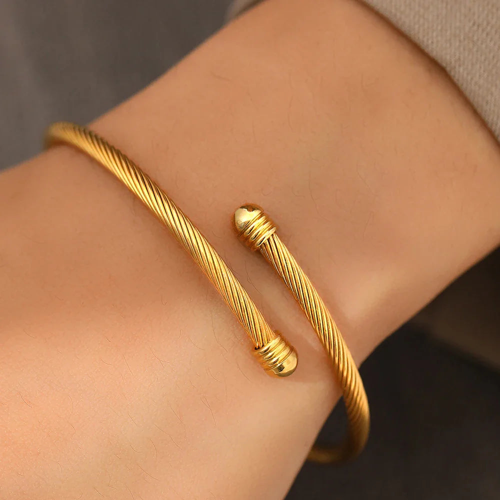 woiwoi Stainless Steel Bracelets Vintage Fashion Simplicity Temperament Decals Wires Metal Bracelet For Women Jewelry Gifts Vera Lux
