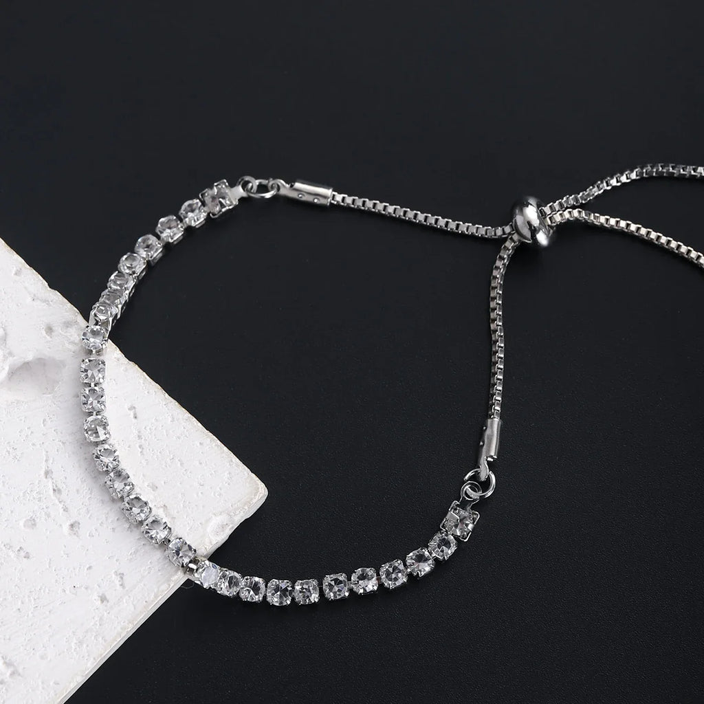 Fine Silver Bracelet Elegant Zircon Tennis Crystal Chain for Women lady Fashion Noble Engagement Wedding Glam Vera Lux