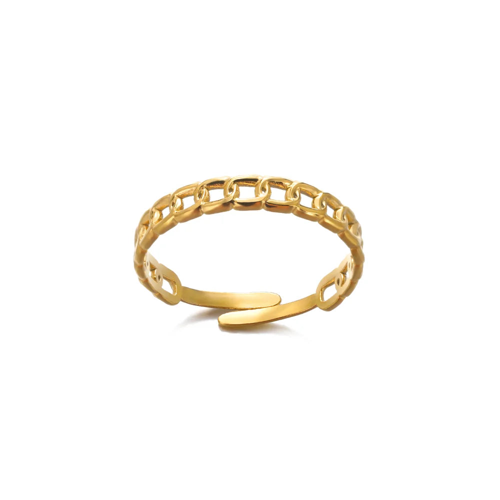 316L Stainless Steel Rings for Women Gold Color Multilayer Geometric Open Ring Vintage Waterproof Wedding Aesthetic Jewelry Gift Vera Lux