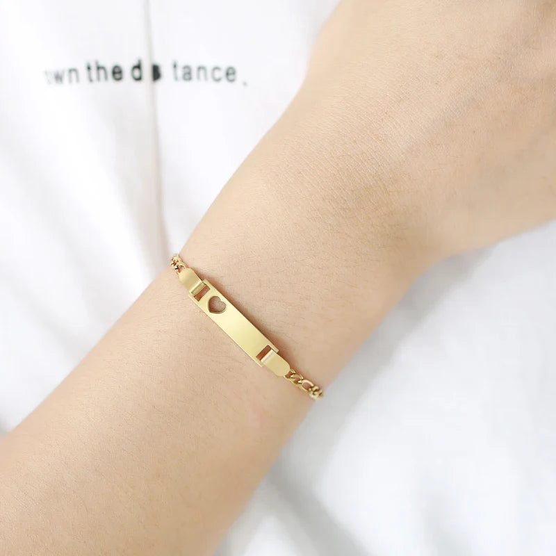 Custom Engrave Name Birth Date Bracelets,Personal Birthday Gift to Little Boy Girls , Stainless Steel Bracelet Vera Lux