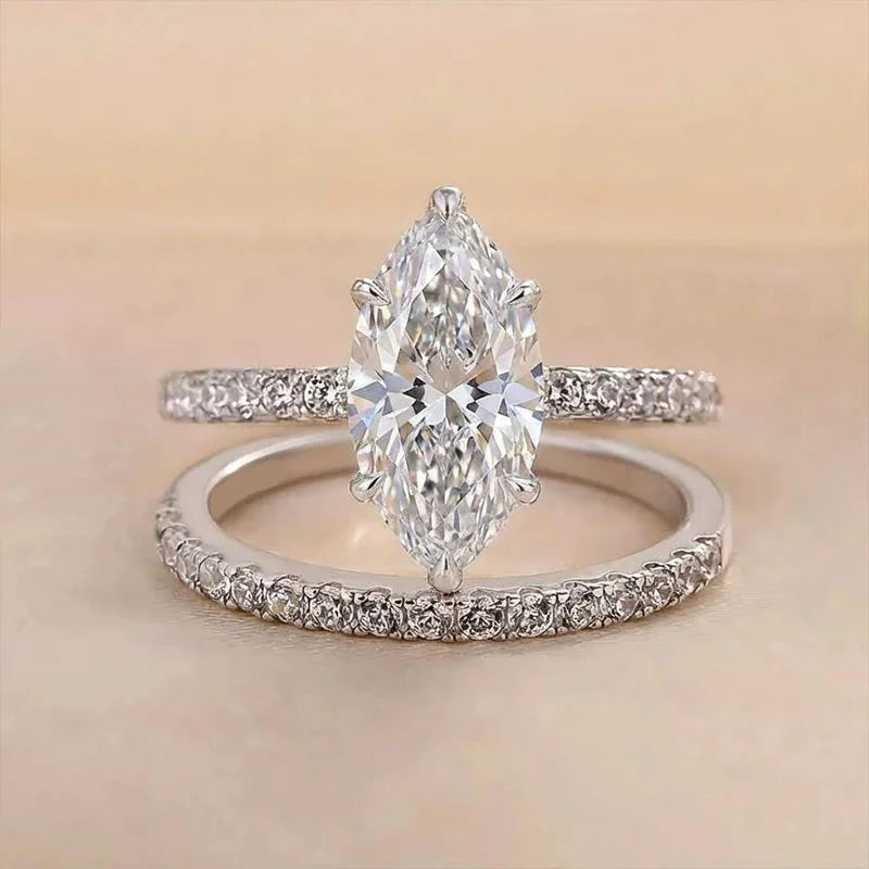 925 Sterling Silver Fashion Classic Marquise Zircon Ring For Women Engagement Wedding Luxury High Quality Fine Jewelry Hot Sales Vera Lux