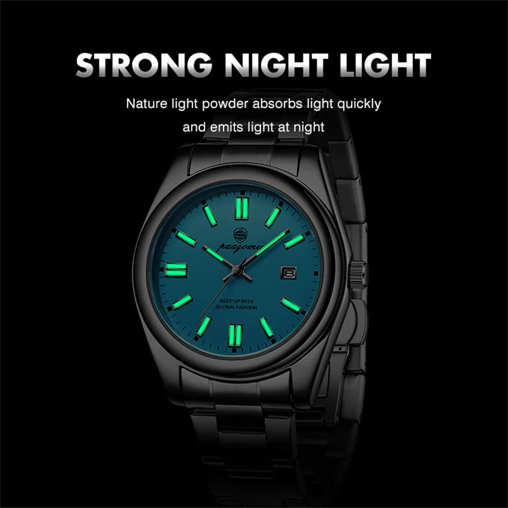 PAAZOMU Classic Casual Quartz Watch Men Waterproof Luminous Dial Business Dress Wristwatch Comfortable Band Analog Display Gift Vera Lux