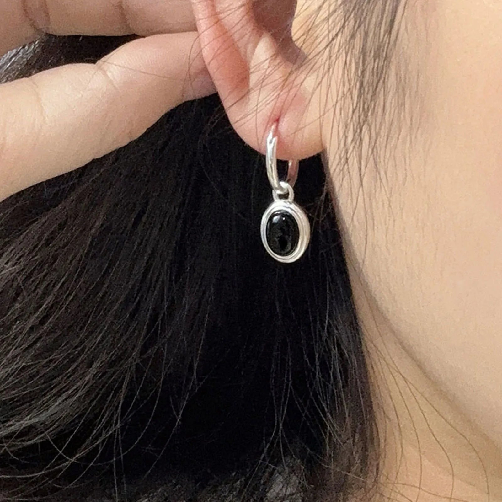 925 Sterling Silver Vintage Gold Round Earrings For Women Black Ball Earring Jewelry Prevent Allergy Party Accessories Gift Vera Lux