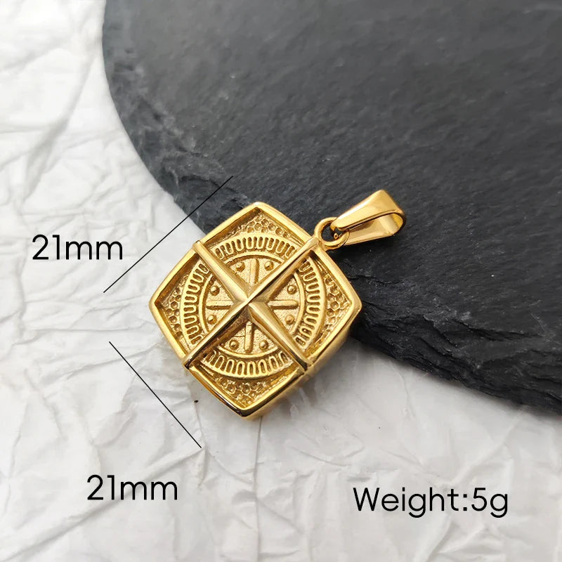 Nautical Compass Pendant Necklace - Waterproof Punk Retro Compass Pendant  | 18K Gold Plated Stainless Steel Jewelry Gift Vera Lux