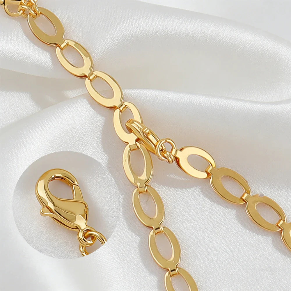 New Indian Gold color Long Necklace Set Nigerian Party Bride Wedding Luxury Dubai Earrings Jewelry Women's Valentine's Day Gift Vera Lux