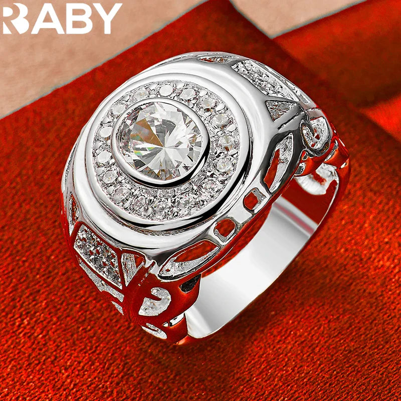 925 Sterling Silver 6-10 Size Rings For Women Man Round Large Zircon Ring Fashion Wedding Engagement Charms Party Fine Jewelry Vera Lux