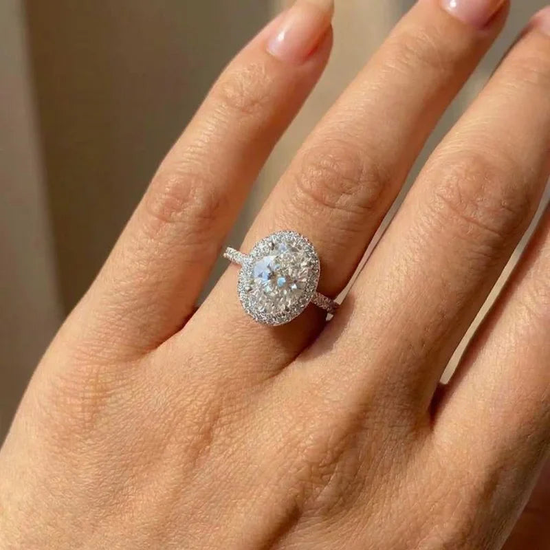 925 Sterling Silver Oval Wedding Rings For Women Luxury Promise Engagement Bridal Fine Jewelry Cubic Zirconia Anniversary Ring Vera Lux