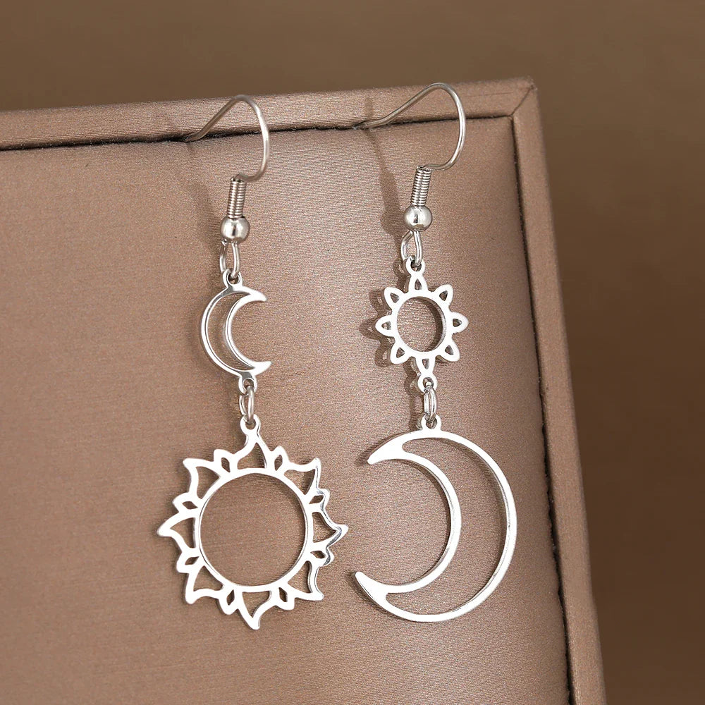 Stainless Steel Earrings Bohemian Sun Moon Totem Pendant New Senior Statement Temperament Dangle Earrings For Women Jewelry Gift Vera Lux