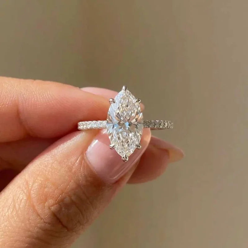 925 Sterling Silver Fashion Classic Marquise Zircon Ring For Women Engagement Wedding Luxury High Quality Fine Jewelry Hot Sales Vera Lux