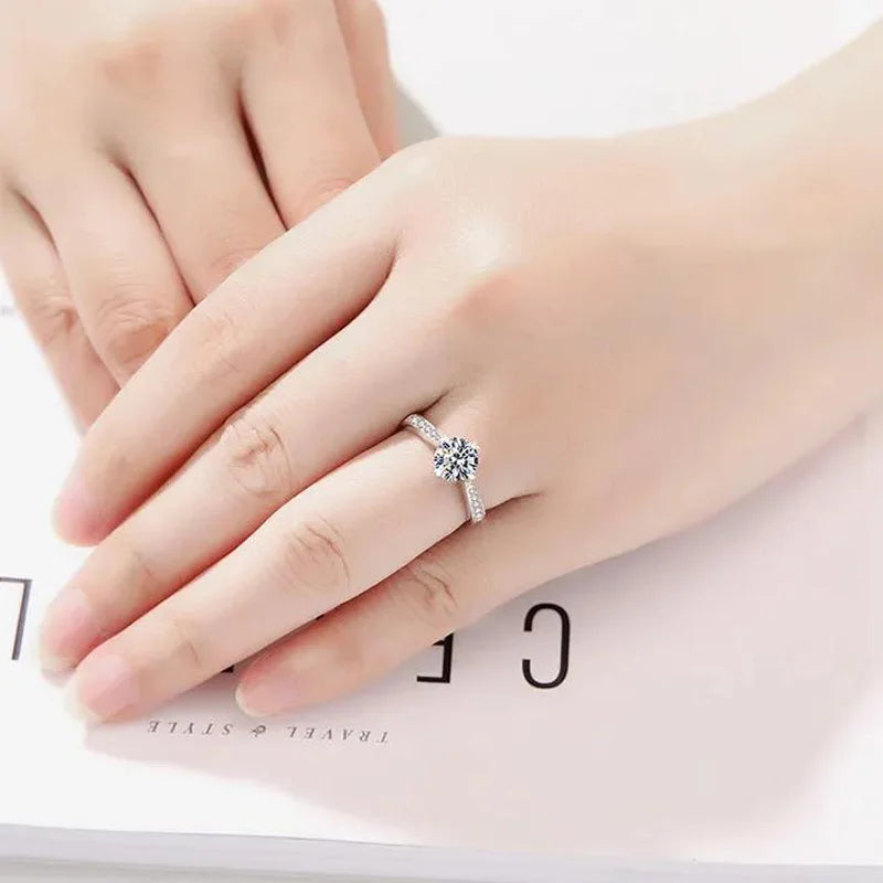 925 Sterling Silver Zircon Adjustable Engagement Rings For Women Wedding Elegant Jewelry Ladies Accessories Gifts Vera Lux