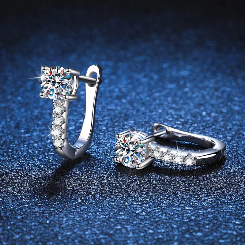 NeeTim 0.5 Carat Moissanite Earrings For Women 925 Sterling Silver Ear Stud Hoops Sparkling Diamond Earring Wedding Fine Jewelry Vera Lux