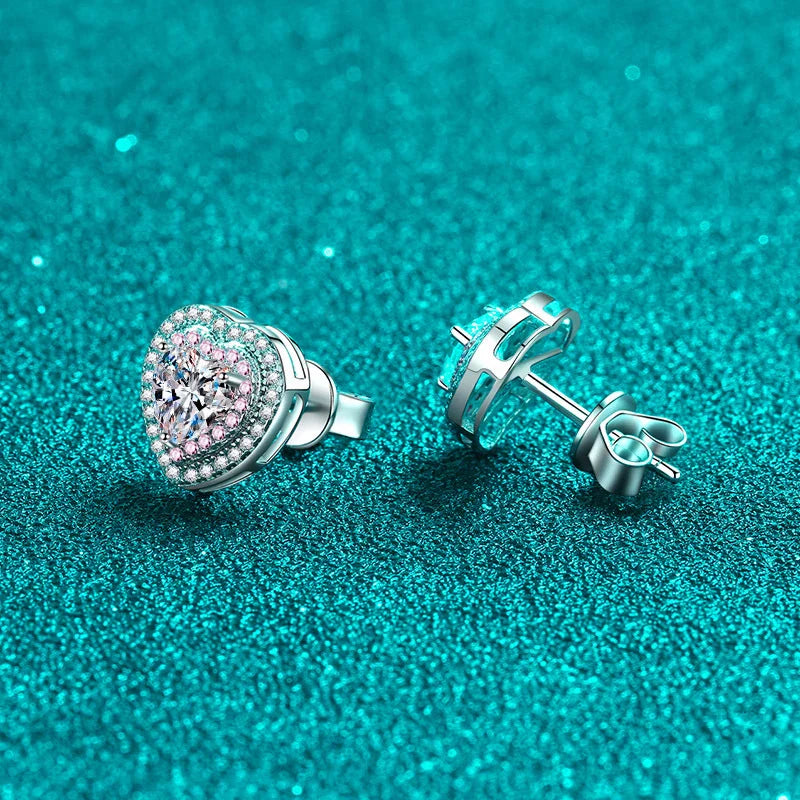 NeeTim 0.5ct Moissanite Earrings for Women Heart Shaped Lab Diamond Ear Studs 925 Sterling Silver Party Wedding Fine Jewelry Vera Lux