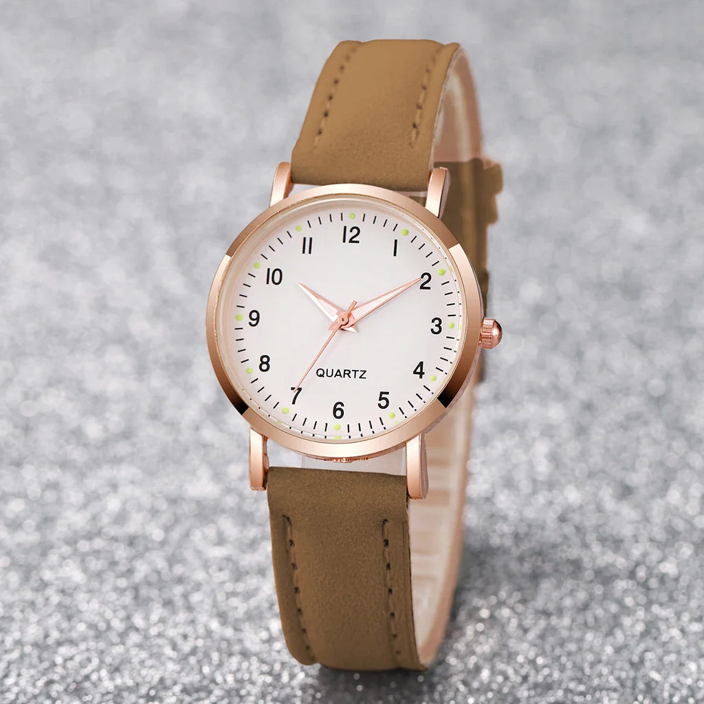 Fashion Women Watches Casual Arabic Dial Ladies Leather Band Quartz Watch Reloj Mujer Girls Clock Gift Vera Lux