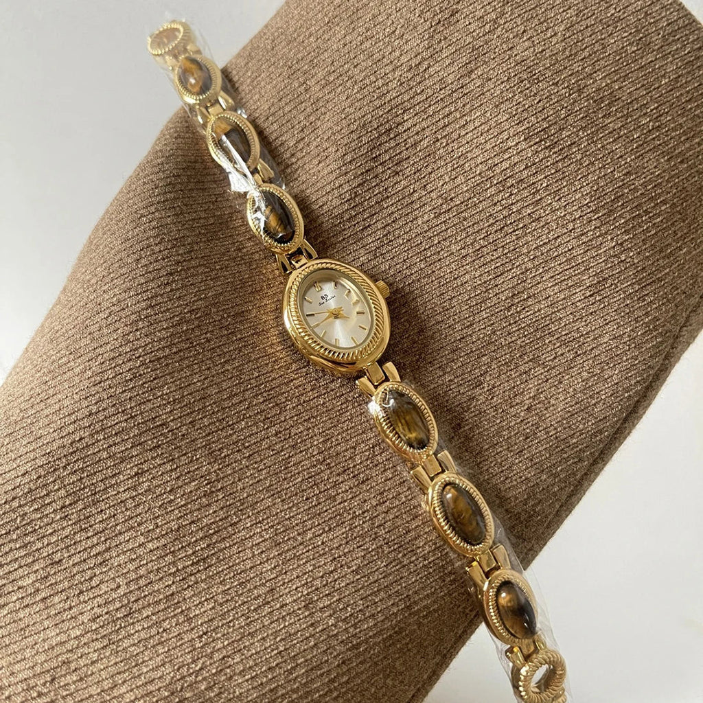 Natural Jade Bracelet Watch Gift Women,Ladies Watches Luxury High Quality Gold Quartz Watches, Elegant Women's Wristwatches Vera Lux