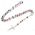Catholic Rosary Bead Necklace For Women Gold Color Long Chain Crucifix Cross Pendant Female Religious Prayer Jewelry Vera Lux