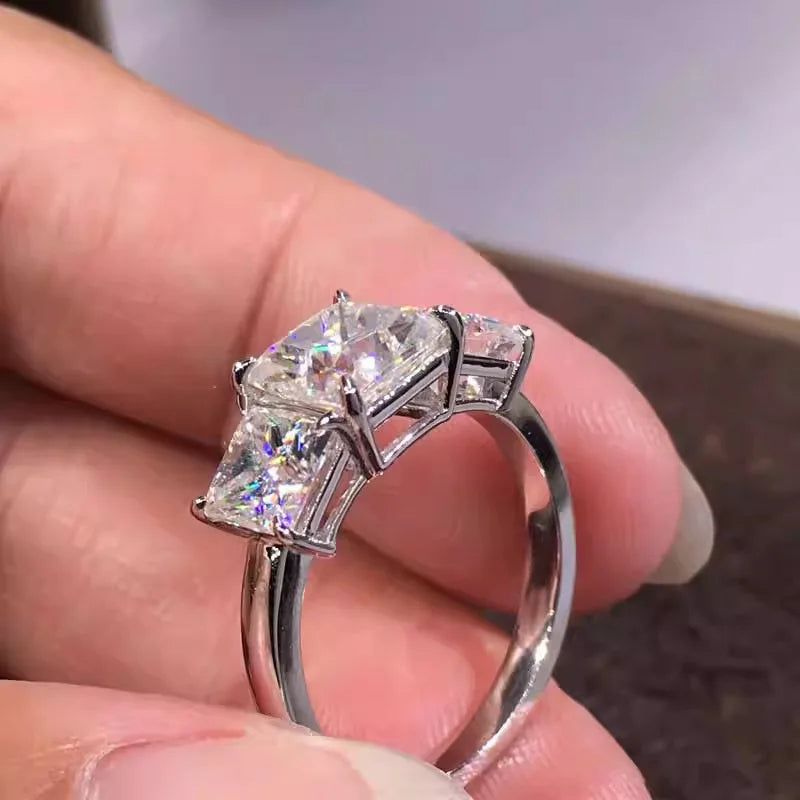 925 Sterling Silver Eternity Princess Square Cubic Zirconia Crystal Rings Women's Wedding Engagement Luxury Classic Lady Jewelry Vera Lux