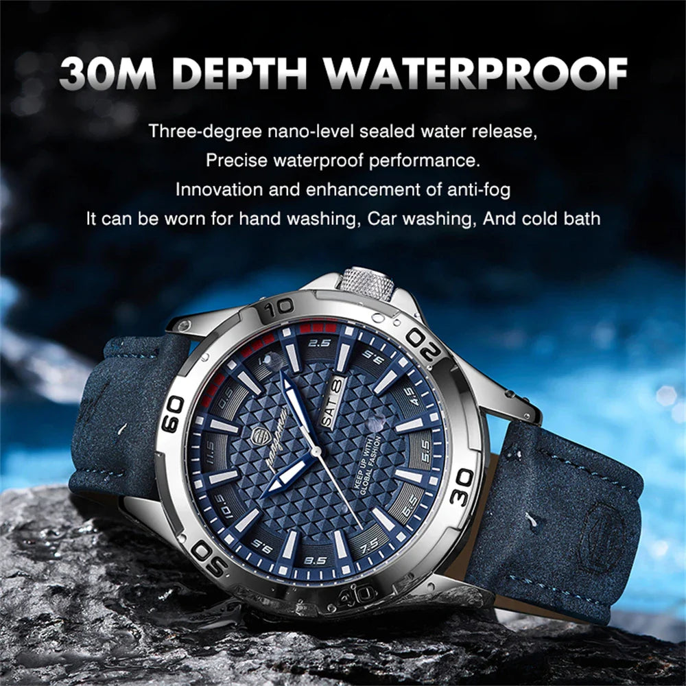 PAAZOMU Original Man Wristwatch Top Luxury Waterproof Luminous Date Week Watch For Men Quartz Sport Leather Men's Watches Reloj Vera Lux