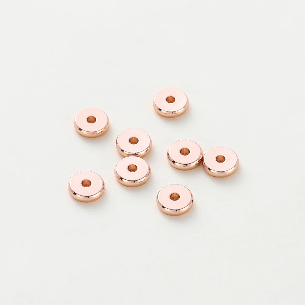 10-50pcs 14K/18K Gold Color Plated Brass 3-12mm Round Spacer Beads Flat Bracelet Beads for DIY Jewelry Findings Accessories Vera Lux