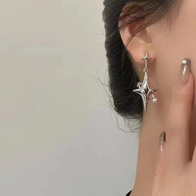 Y2K Star Drop Earrings Cool Girl Harajuku Creative Planet Pearl Crystal Stars Earings Korean Fashion for Women PunkJewelry Vera Lux