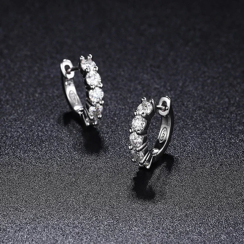 NeeTim 3mm D Color Moissanite Earrings 925 Sterling Silver Plated White Gold Hoop Earring for Women Wedding Party Fine Jewelry Vera Lux