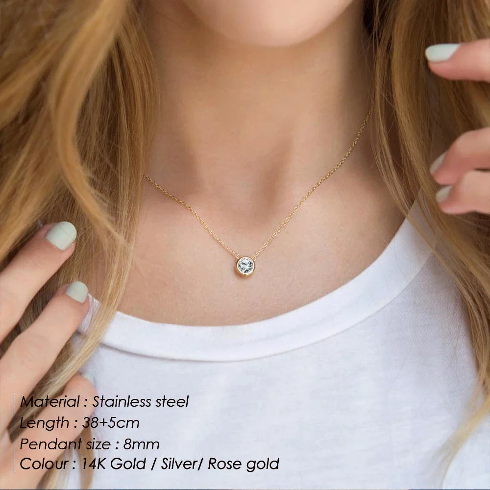Classic Stainless Steel Necklace Women Designer Luxury Jewelry Gold Color Bride Statement 12 Birthstone Necklace Vera Lux