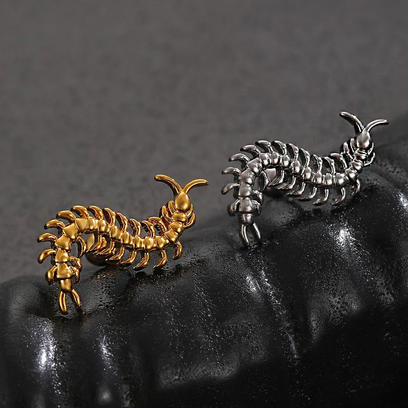 A Personalized Stainless Steel Centipede Earring, Trendy Men's and Women's Hip-hop Rock Avant-garde Jewelry Ear Studs Vera Lux