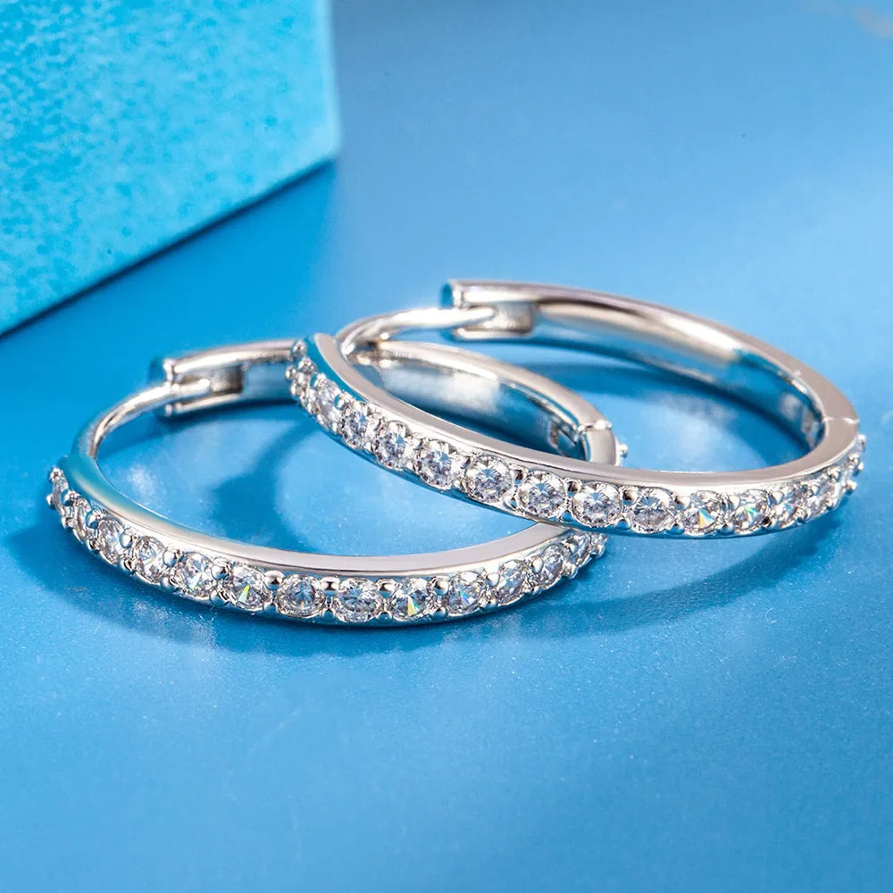 925 Sterling Silver 8/12/16/20MM Zircon Hoop Earrings For Women Wedding Engagement Luxury Jewelry Accessories Money 925 Vera Lux